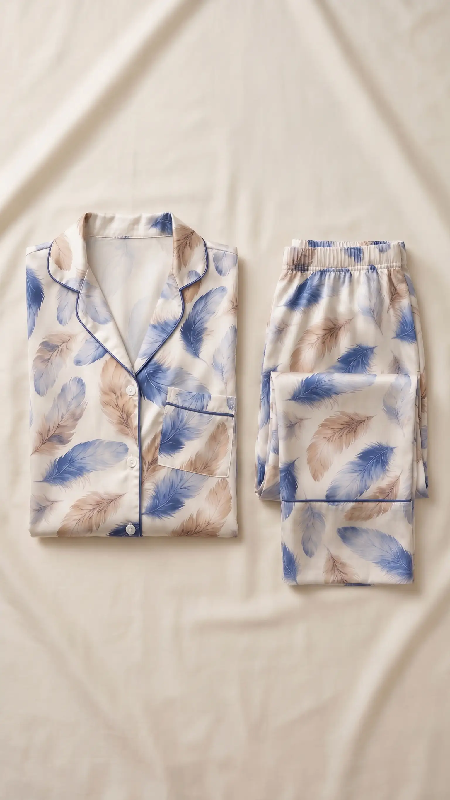 Azure Plume – Premium Satin Pajama Set