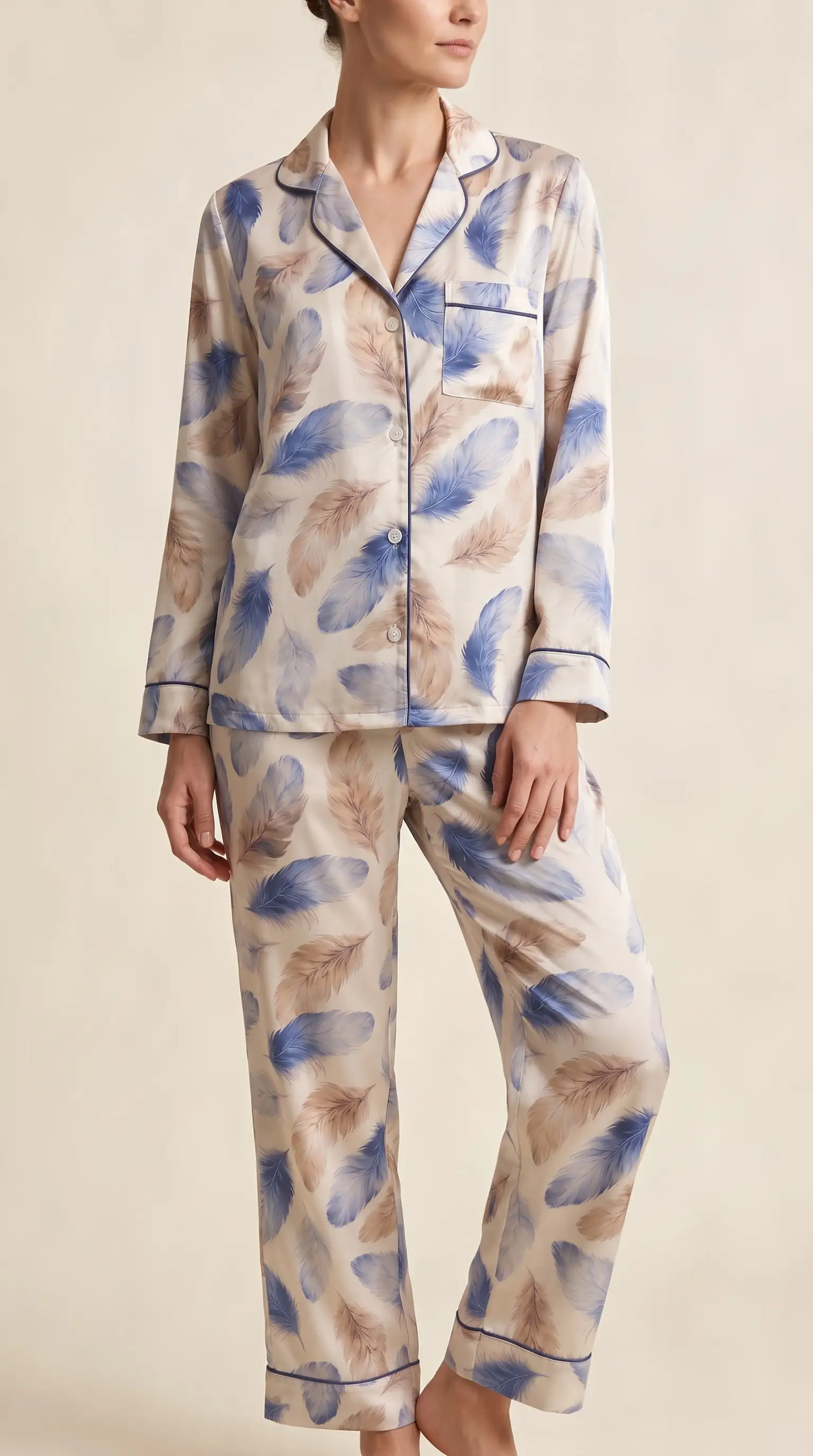Azure Plume – Premium Satin Pajama Set