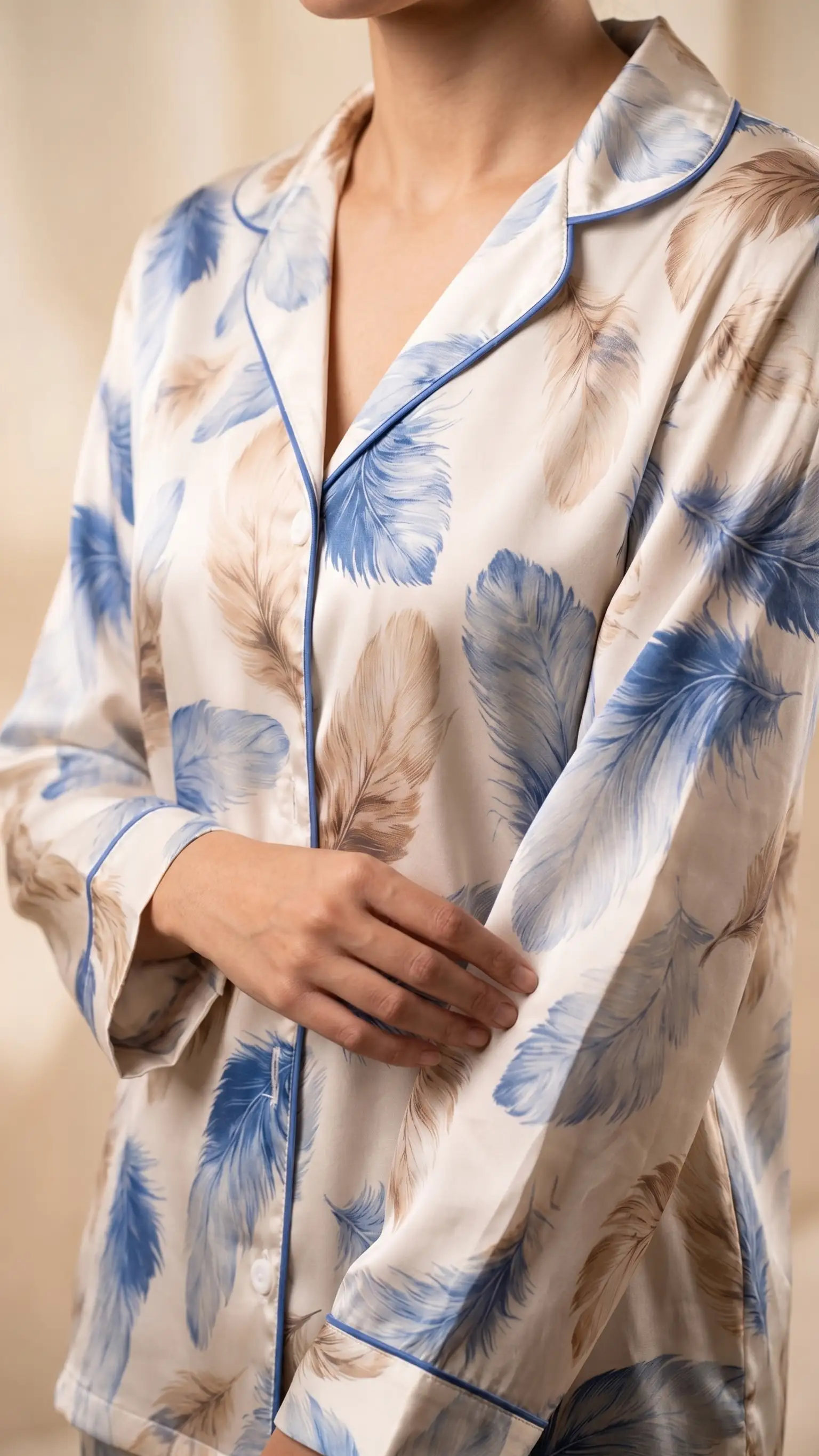 Azure Plume – Premium Satin Pajama Set