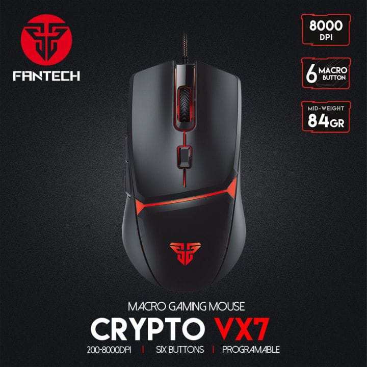 Fantech CRYPTO II VX7v2 Wired Gaming Mouse – USB (Black)
