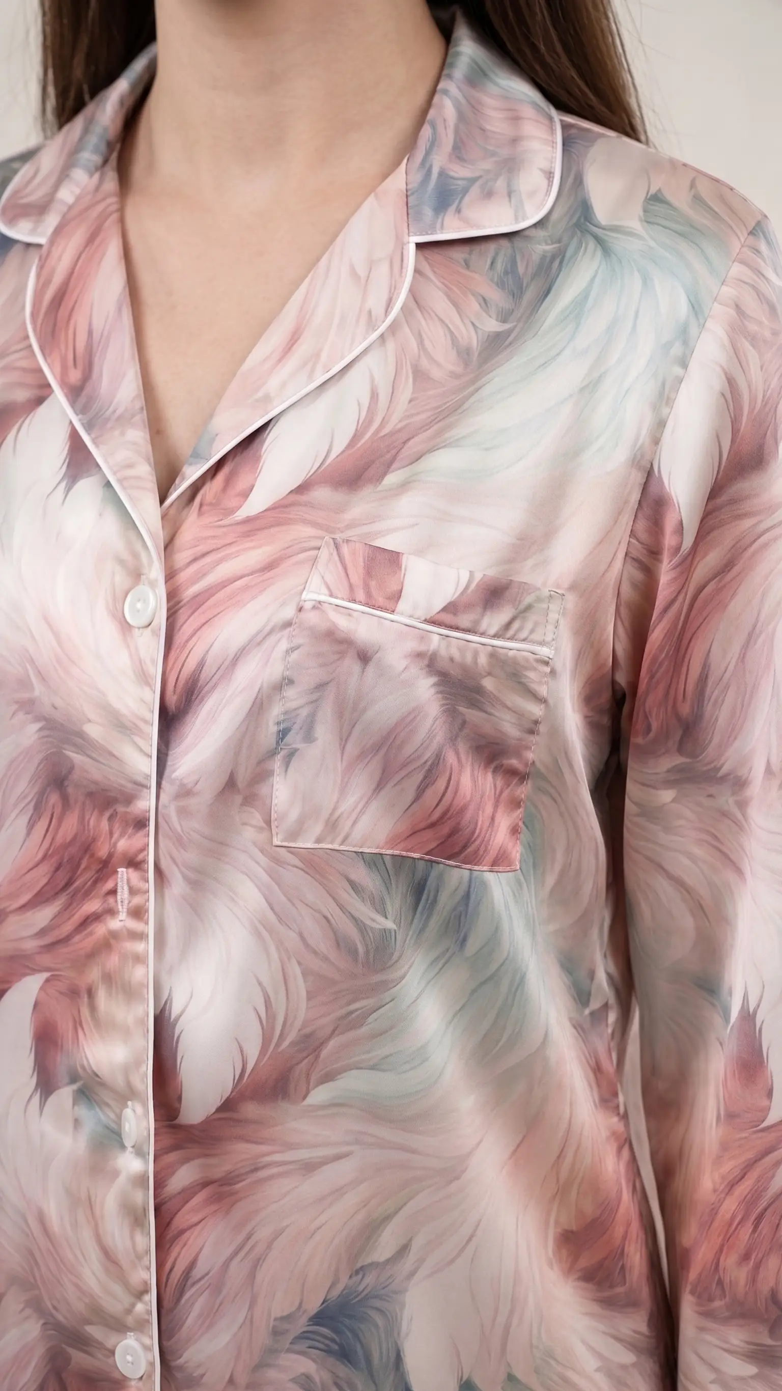 Ethereal Blush – Premium Satin Pajama Set