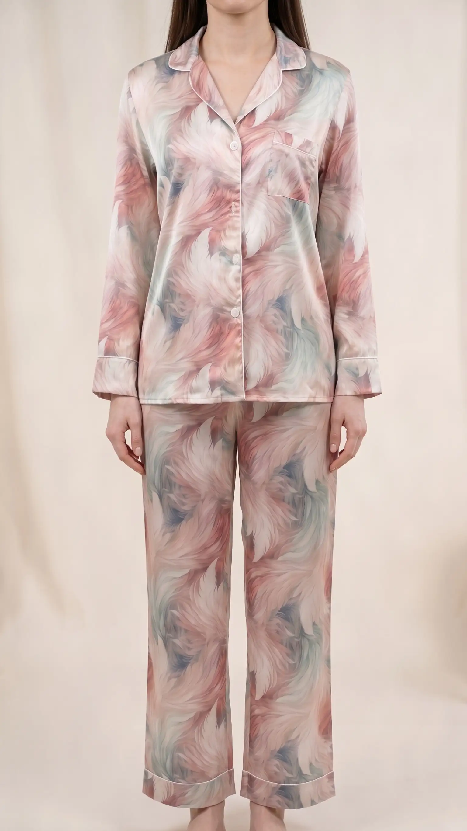Ethereal Blush – Premium Satin Pajama Set