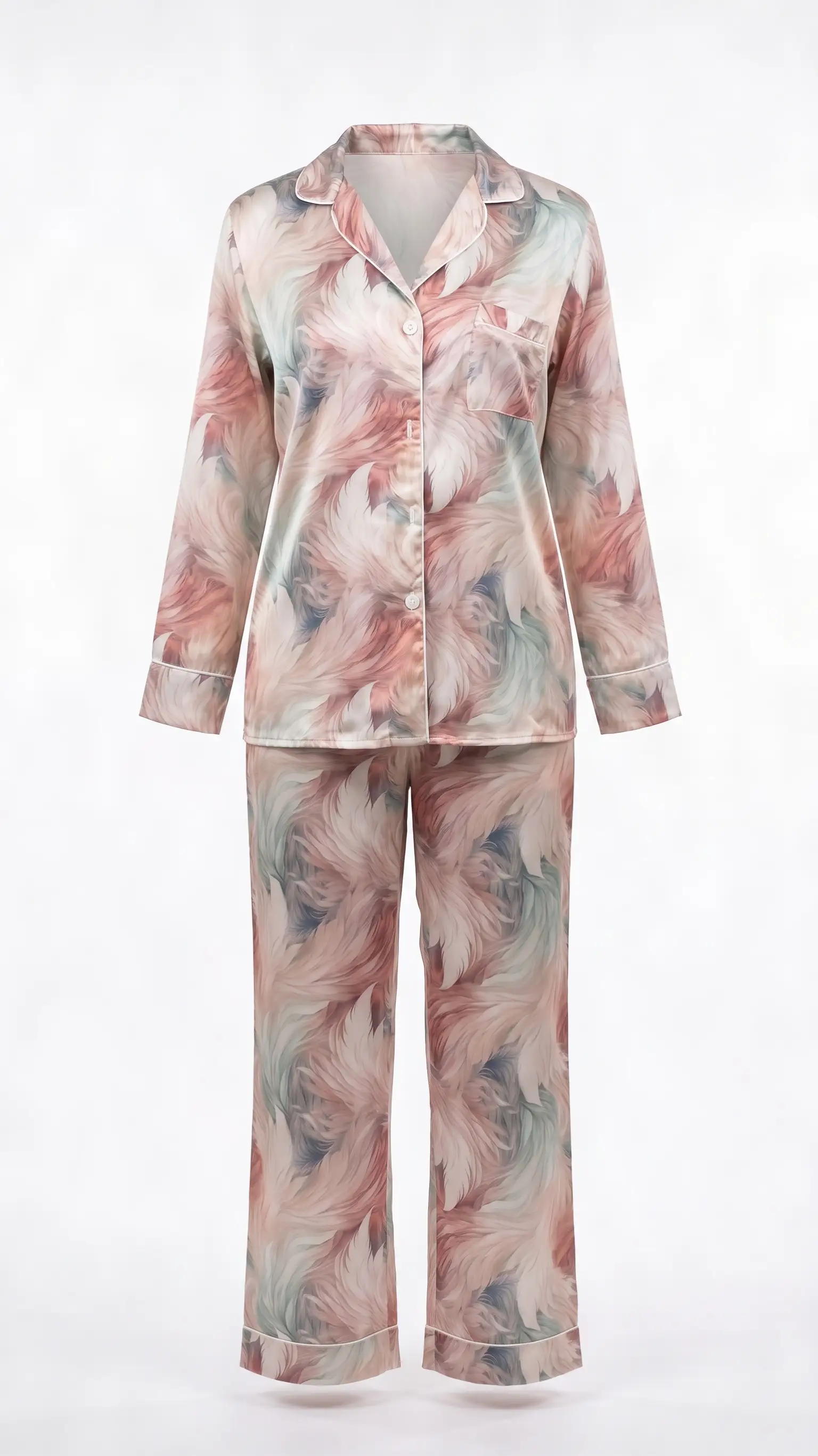 Ethereal Blush – Premium Satin Pajama Set