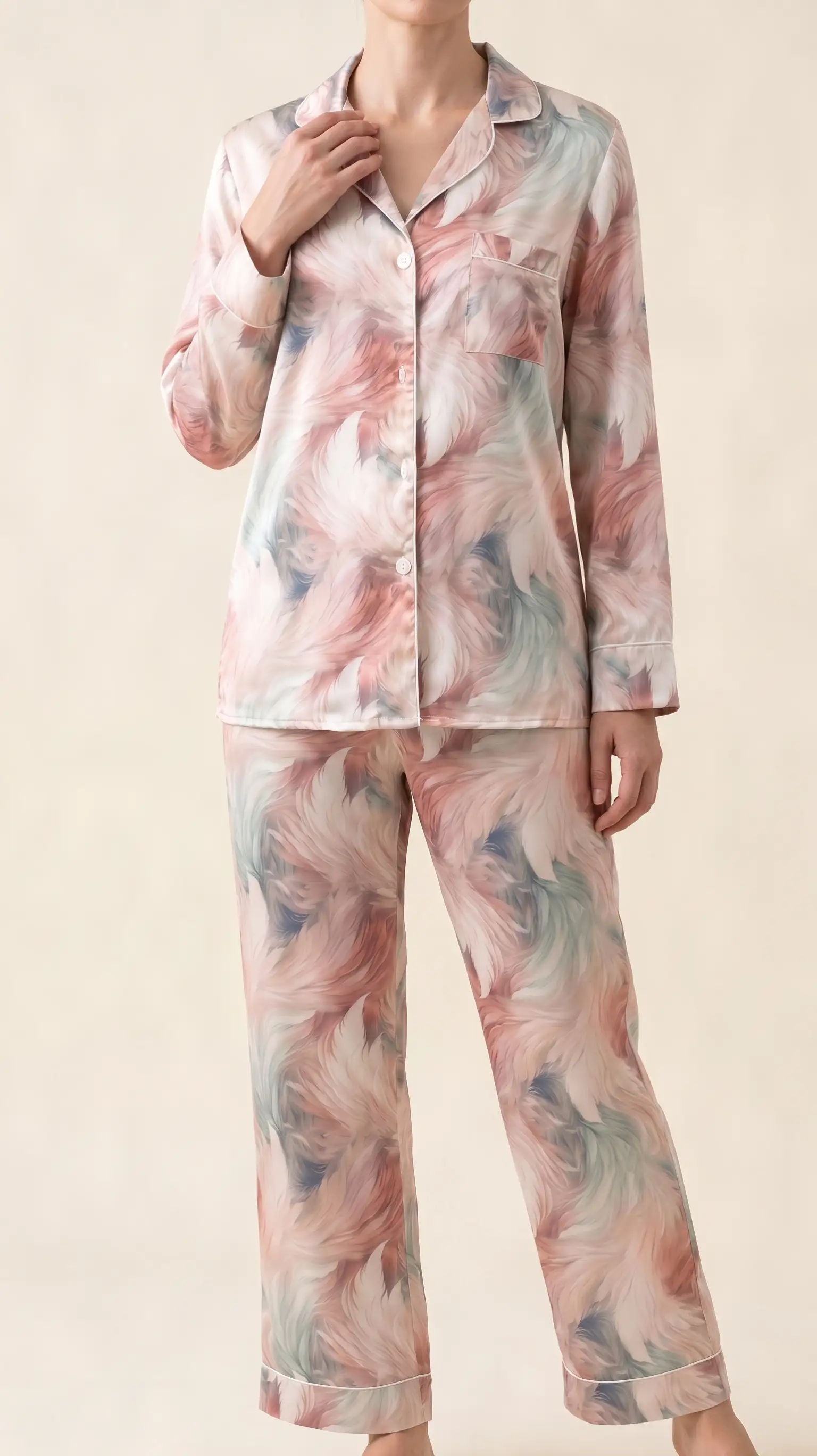 Ethereal Blush – Premium Satin Pajama Set