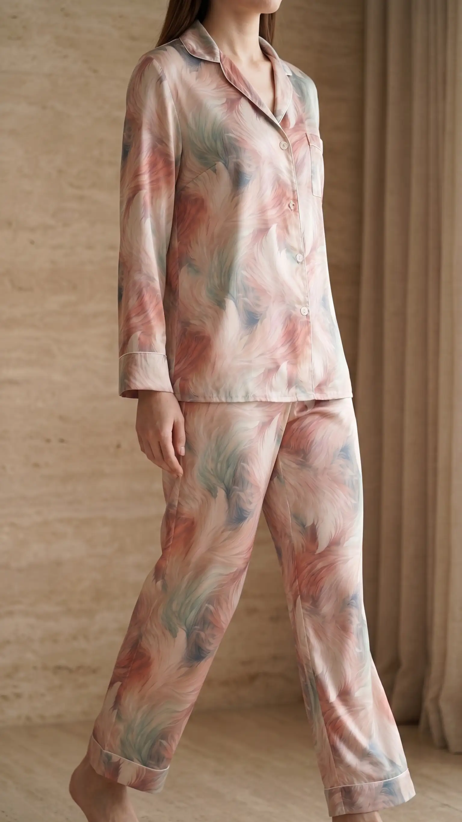 Ethereal Blush – Premium Satin Pajama Set