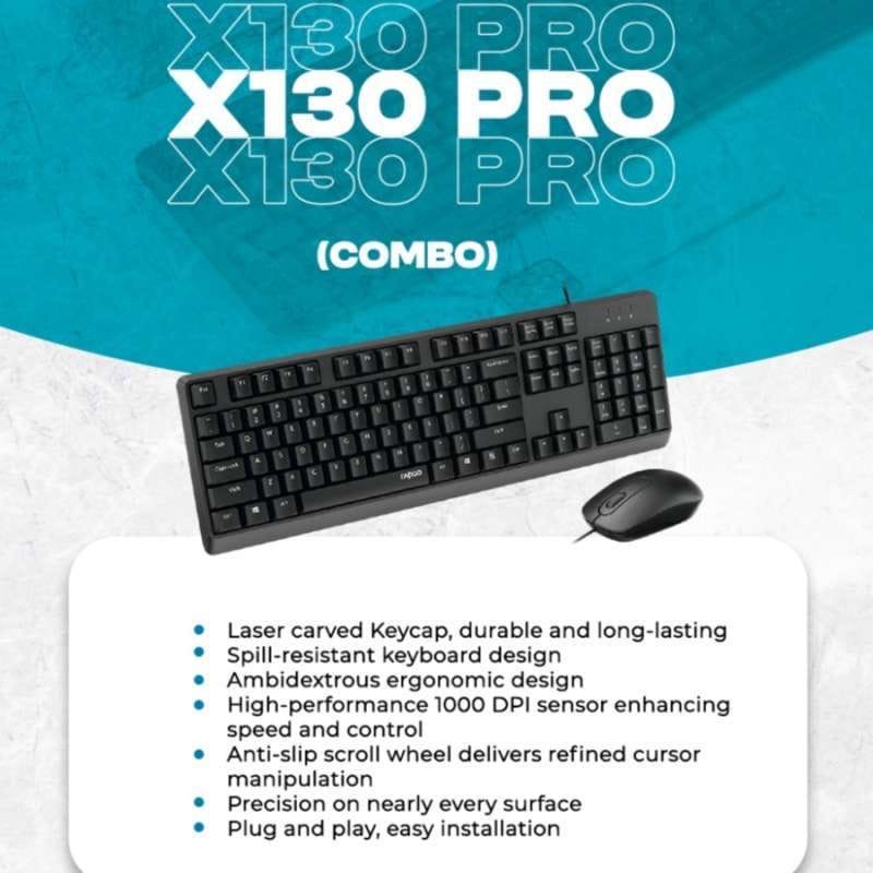 Rapoo X130PRO-Combo Wired Keyboard & Mouse Combo – USB