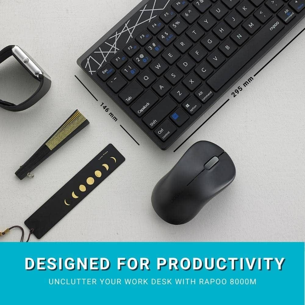 Rapoo 8000M-Combo Wireless Keyboard & Mouse Combo – Multi-mode Bluetooth + 2.4GHz