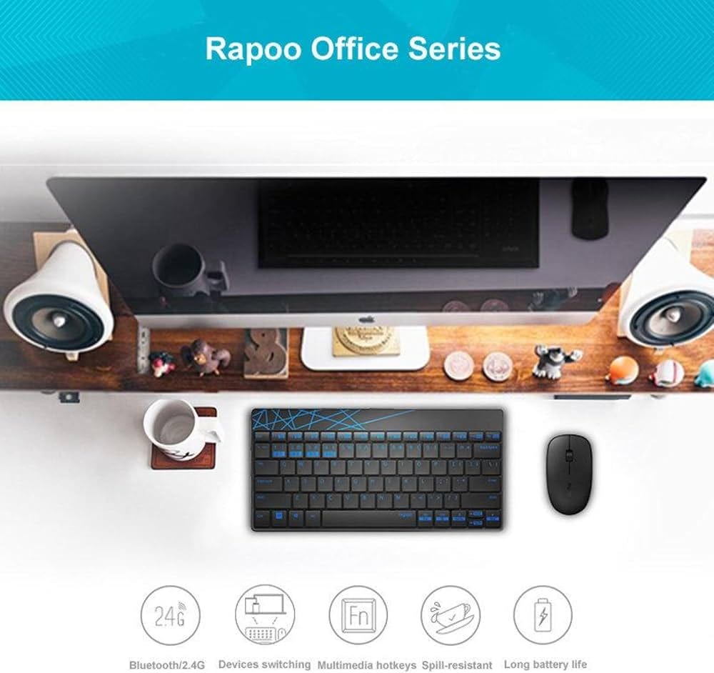 Rapoo 8000M-Combo Wireless Keyboard & Mouse Combo – Multi-mode Bluetooth + 2.4GHz
