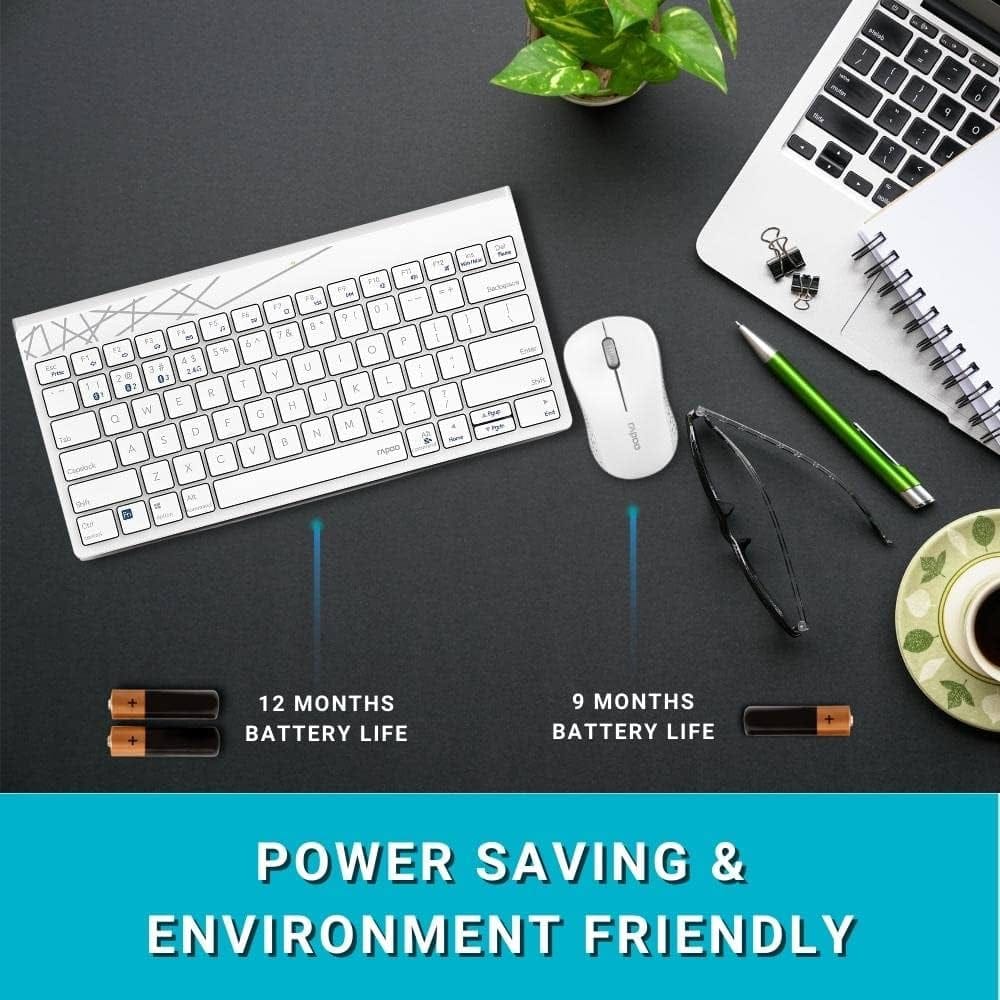 Rapoo 8000M-Combo Wireless Keyboard & Mouse Combo – Multi-mode Bluetooth + 2.4GHz