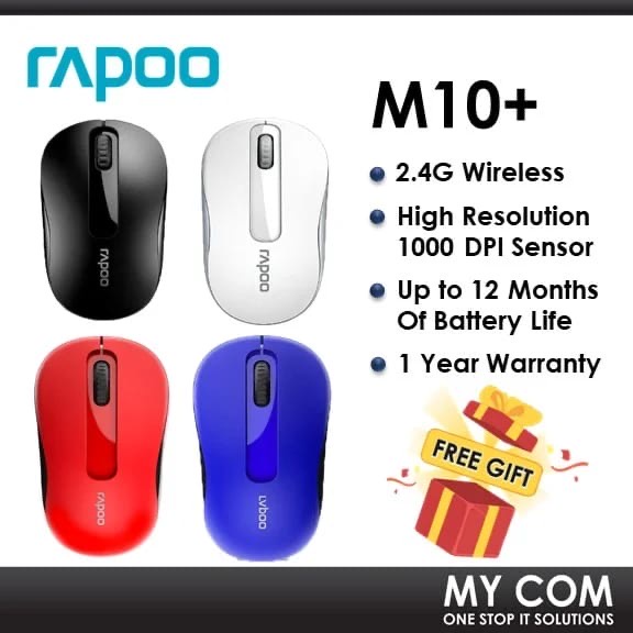 Rapoo M10 Plus Wireless Mouse – 2.4GHz USB Receiver (Black)