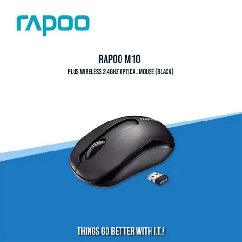 Rapoo M10 Plus Wireless Mouse – 2.4GHz USB Receiver (Black)