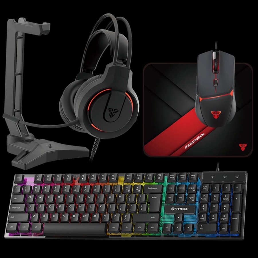 Fantech Power Bundle P51 5-in-1 Gaming Combo – Keyboard, Mouse, Mouse Pad, Headset & Stand (Black)