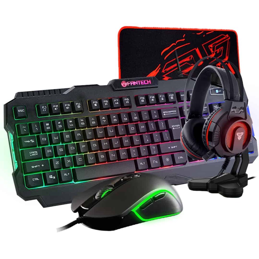 Fantech Power Bundle P51 5-in-1 Gaming Combo – Keyboard, Mouse, Mouse Pad, Headset & Stand (Black)