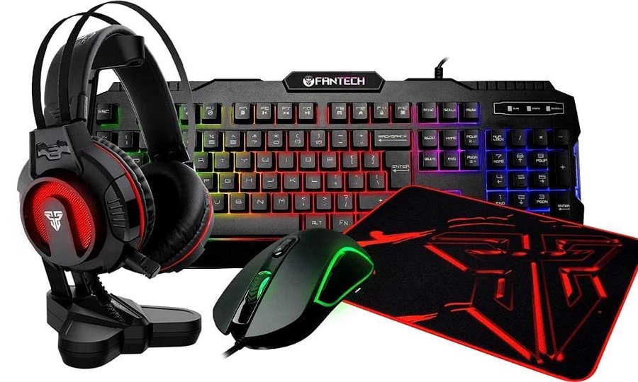 Fantech Power Bundle P51 5-in-1 Gaming Combo – Keyboard, Mouse, Mouse Pad, Headset & Stand (Black)