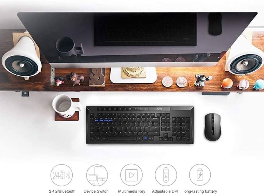 Rapoo 8210M-Combo Wireless Keyboard & Mouse Combo – Multi-mode Bluetooth + 2.4GHz