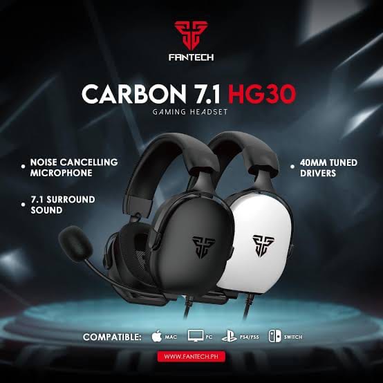 Fantech CARBON-HG30 Gaming Headset – 7.1 Surround Sound, USB (Black)