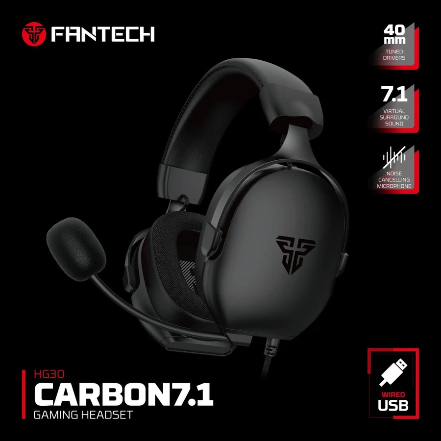 Fantech CARBON-HG30 Gaming Headset – 7.1 Surround Sound, USB (Black)