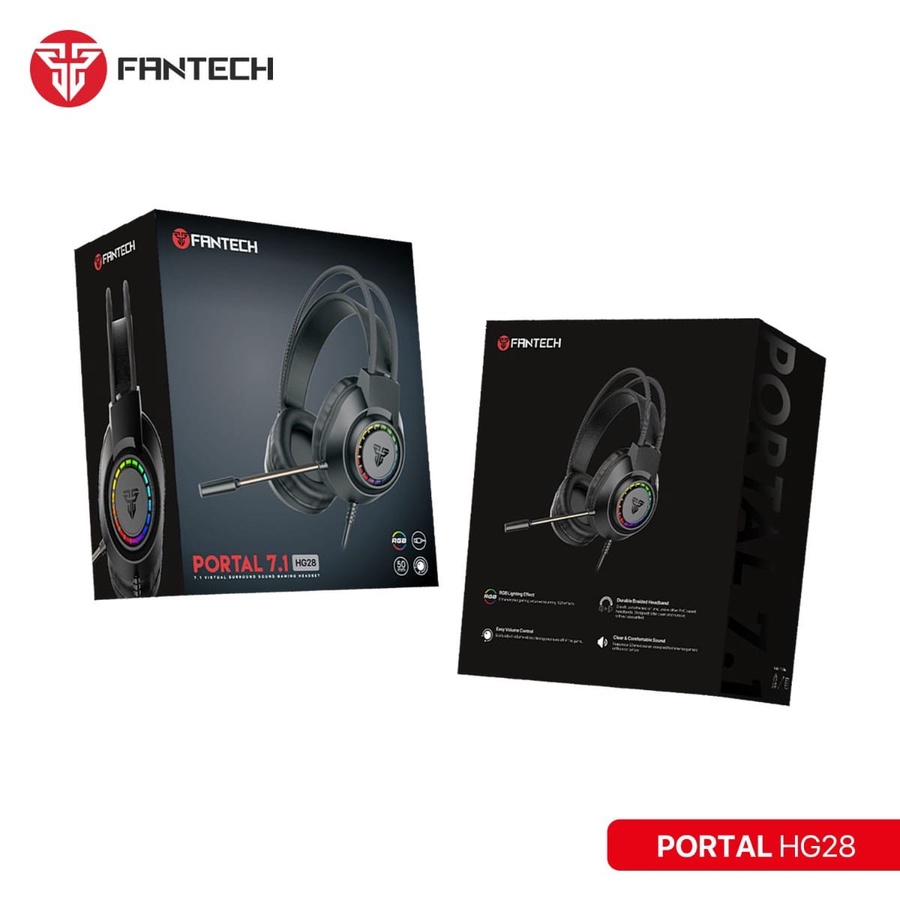 Fantech PORTAL-HG28 Gaming Headset – 7.1 Surround Sound, USB (Black)