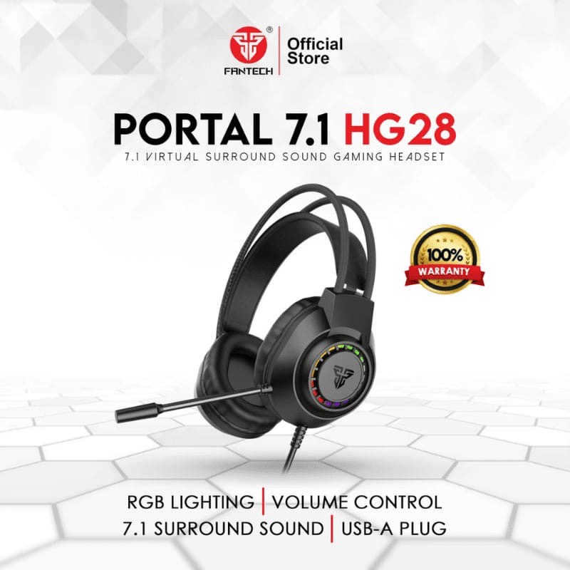 Fantech PORTAL-HG28 Gaming Headset – 7.1 Surround Sound, USB (Black)
