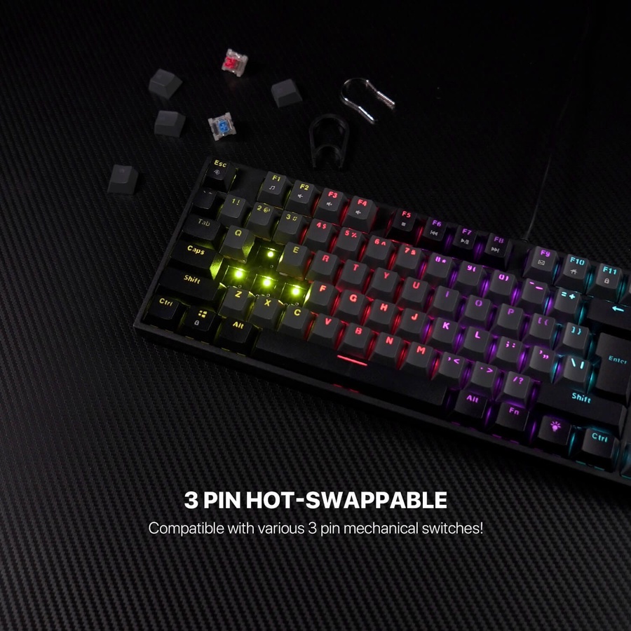 Fantech ATOM104-MK886v2 Wired Mechanical Keyboard – Blue Switch, USB (Black)