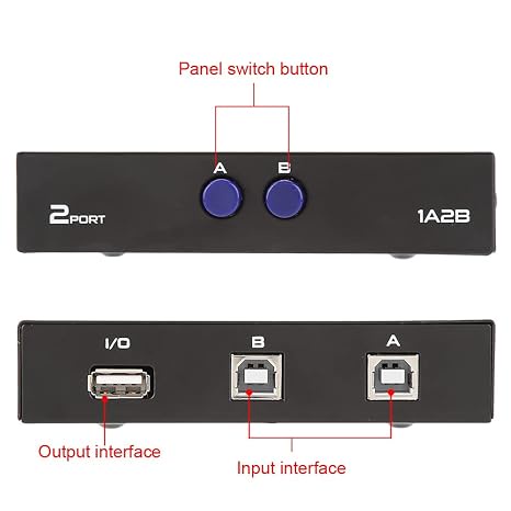 AVVA 2 Port USB Printer Sharing Switch (2 PC on 1 printer)
