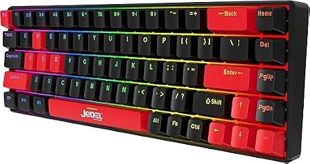 JEDEL KL141 68% Gaming Mechanical Keyboard - Rainbow LED Lighting (English & Arabic) (Black Red (Red Switch))