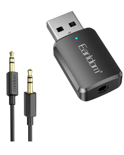 Earldom ET-BR28 Mini USB Bluetooth 5.0 Audio Receiver & 3.5mm AUX Adapter for Car & Home Stereo