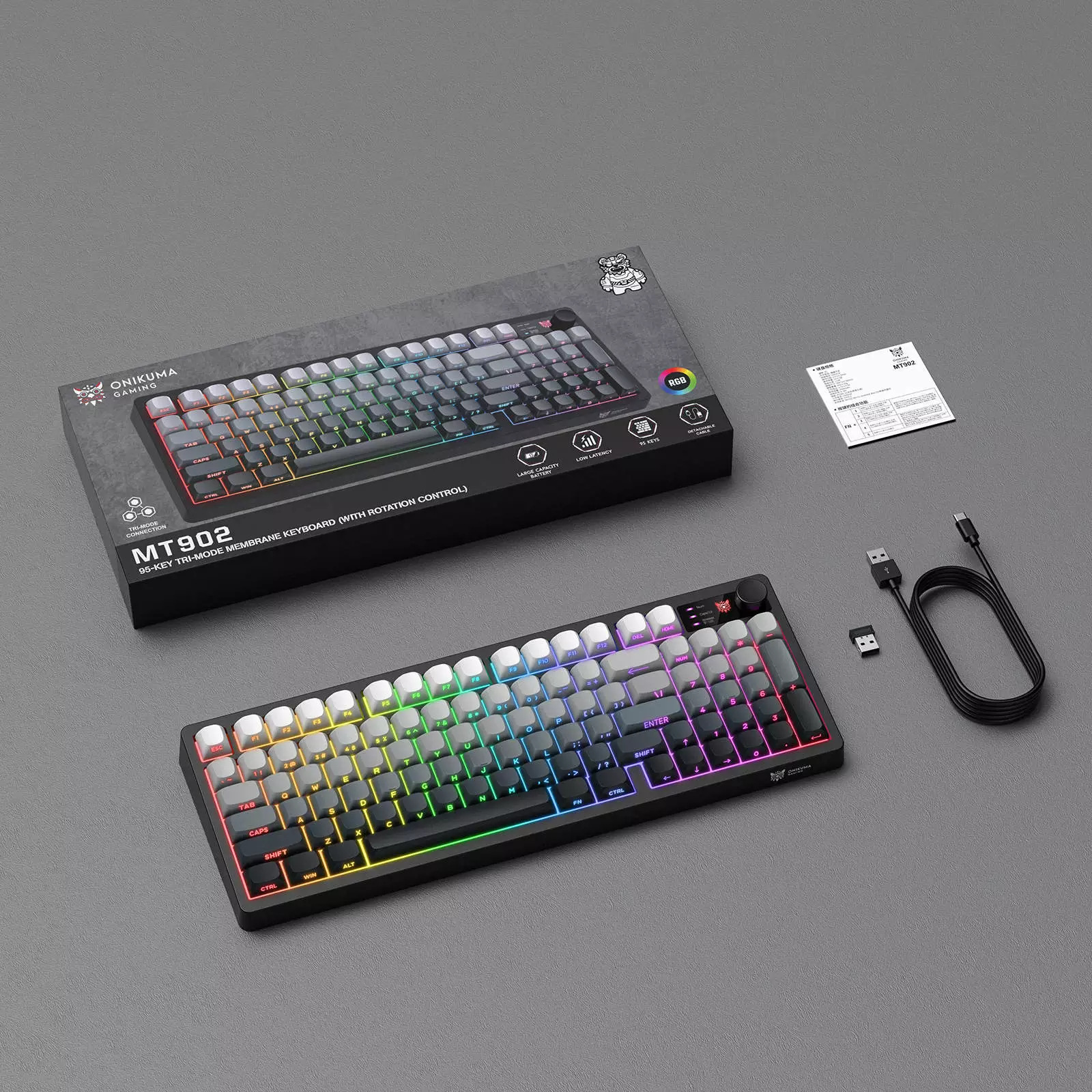 ONKUMA MT902 Gaming Keyboard | Tri-Mode Wireless • RGB • 95 Keys
