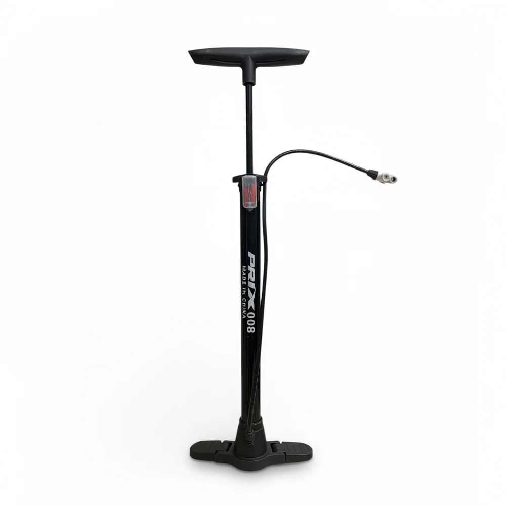 High-Pressure Portable Bicycle Floor Pump with Precision Pressure Gauge - Universal Presta & Schrader Valve Compatibility