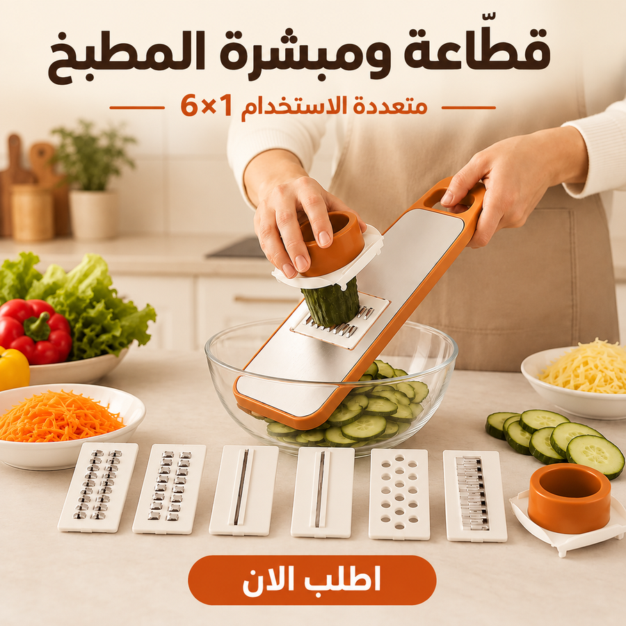 قطّاعة ومبشرة المطبخ متعددة الاستخدام 6×1
