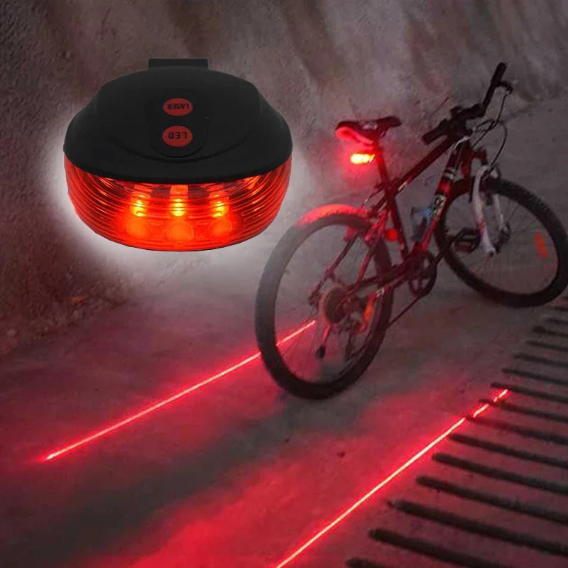 Waterproof Bicycle Tail Light – 2 Laser + 5 LED, 4 Flashing Modes