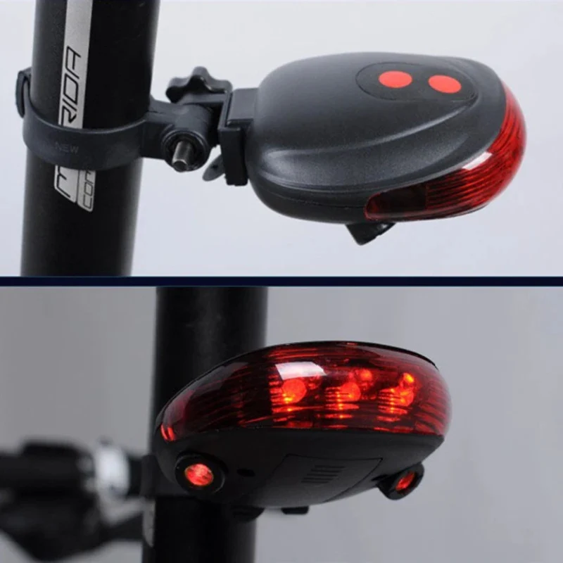 Waterproof Bicycle Tail Light – 2 Laser + 5 LED, 4 Flashing Modes