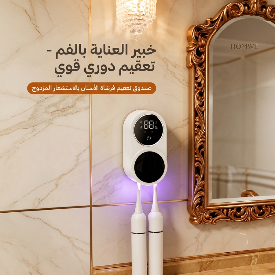 حافظة فرش الأسنان الذكية بمعقم UV