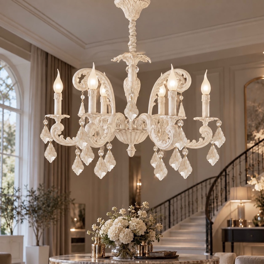 BURN WHITE CHANDELIER