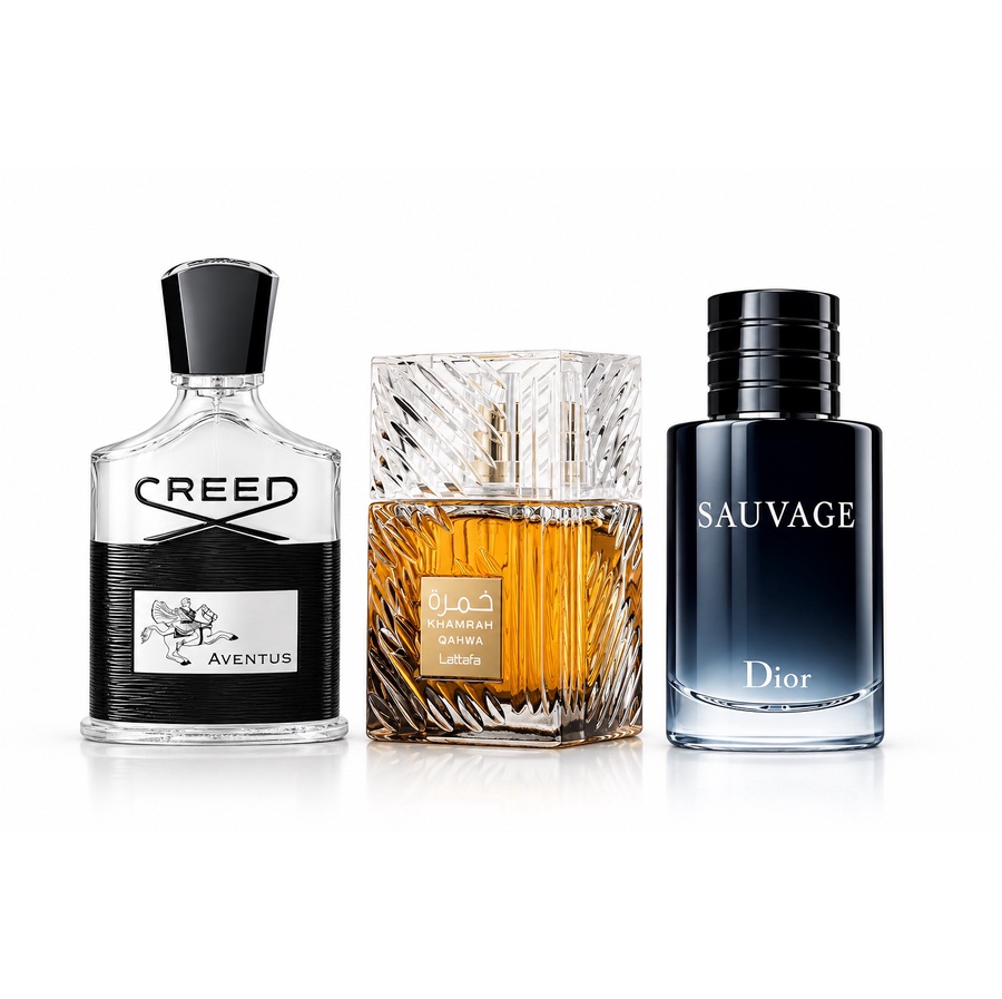 Sauvage& Khamrah Qahwa & Creed Aventus Bundle