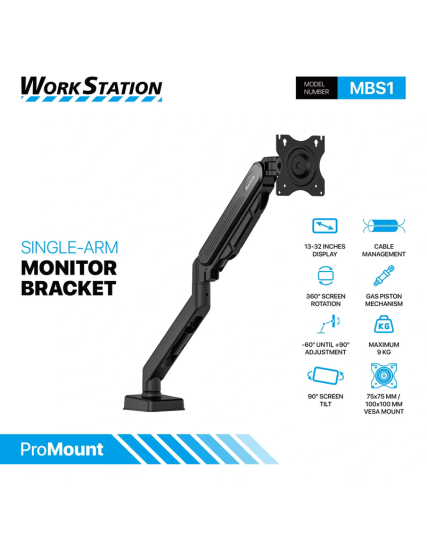 Fantech MBS1 ProMount Single Arm Monitor Stand 13-32 Inch