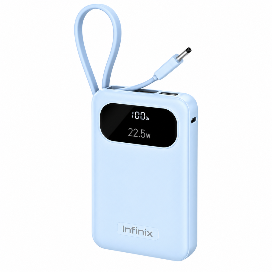 باور بانك Infinix XPOWER 10 Pro XP10 Pro 10000mAh بشحن سريع 22.5W وكابل Type-C مدمج
