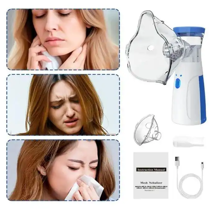  جهاز البخاخ Mesh Nebulizer المحمول لاستنشاق الدواء بالبخار للأطفال والبالغين