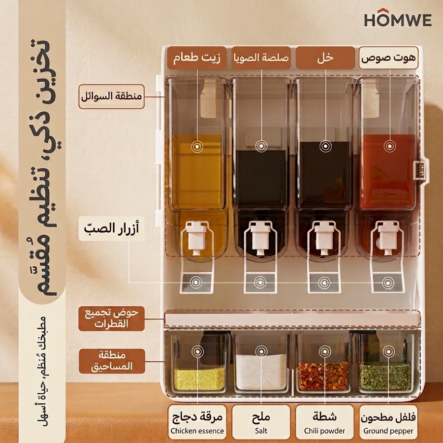 منظم زيوت وتوابل للمطبخ