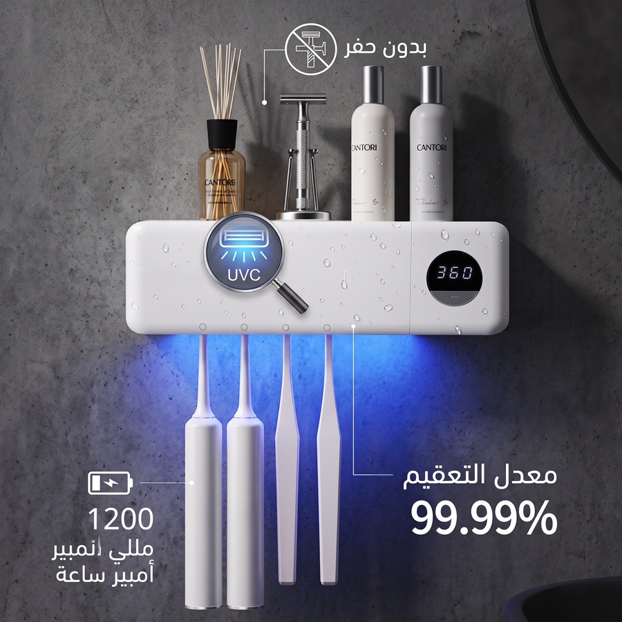 جهاز التعقيم الذكي 4 في 1 من Delight Zone | لفرش الأسنان وماكينات الحلاقة بتقنية UV LED وتجفيف بالهواء