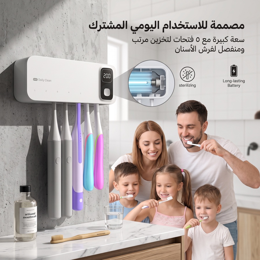 جهاز التعقيم الذكي 4 في 1 من Delight Zone | لفرش الأسنان وماكينات الحلاقة بتقنية UV LED وتجفيف بالهواء