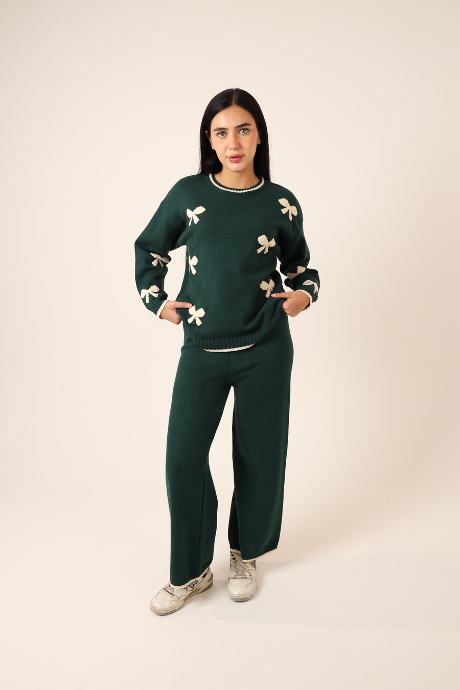 Green Bow Knit Set