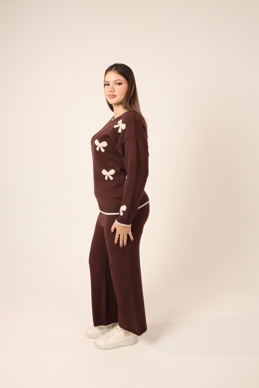Brown Bow Knit Set