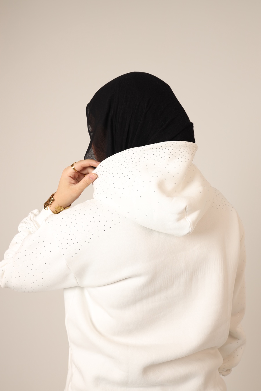 White Rhinestone Hoodie