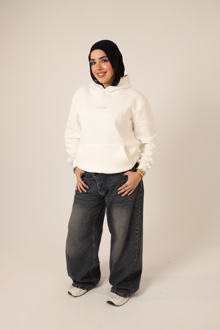 White Rhinestone Hoodie