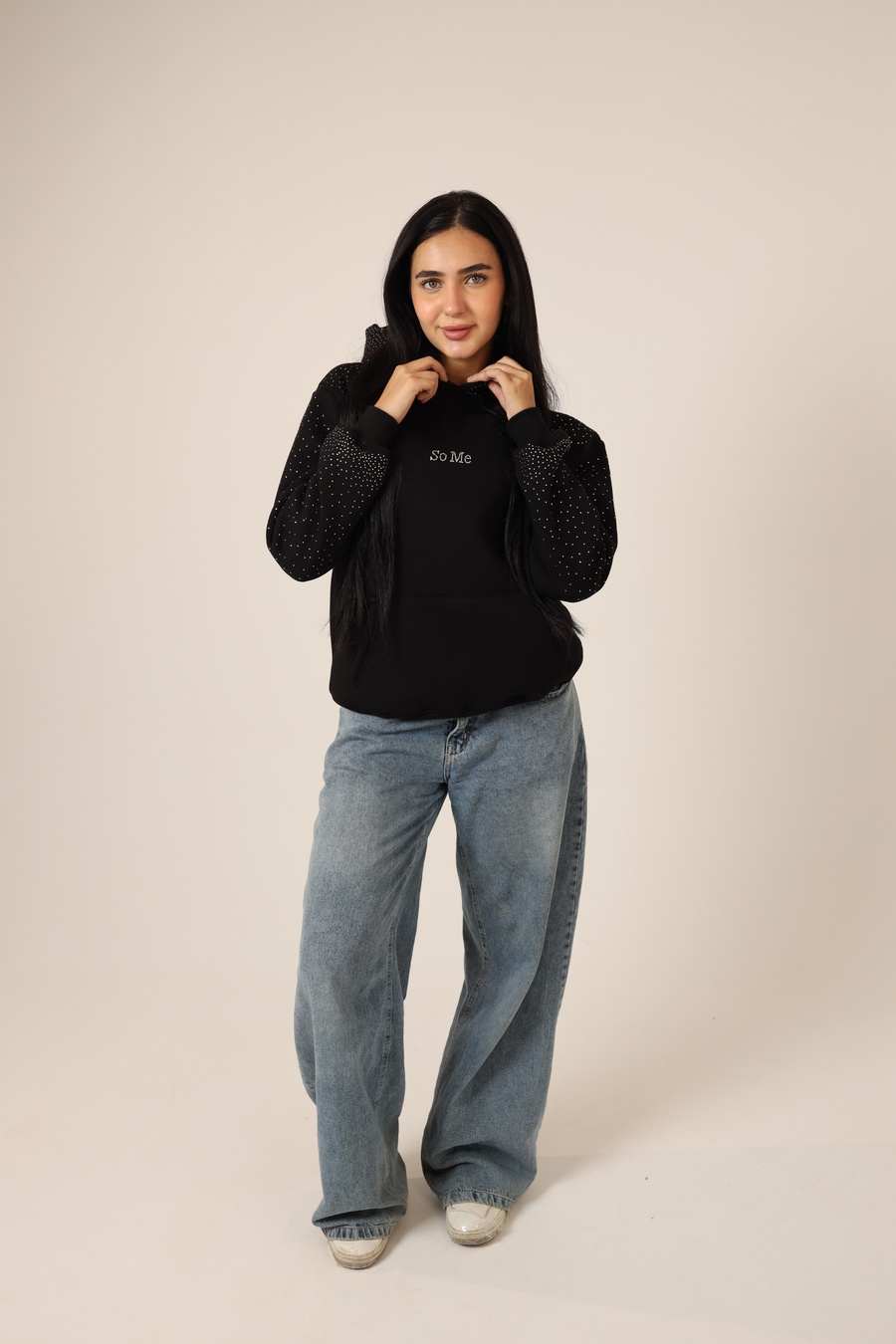 Black Rhinestone Hoodie