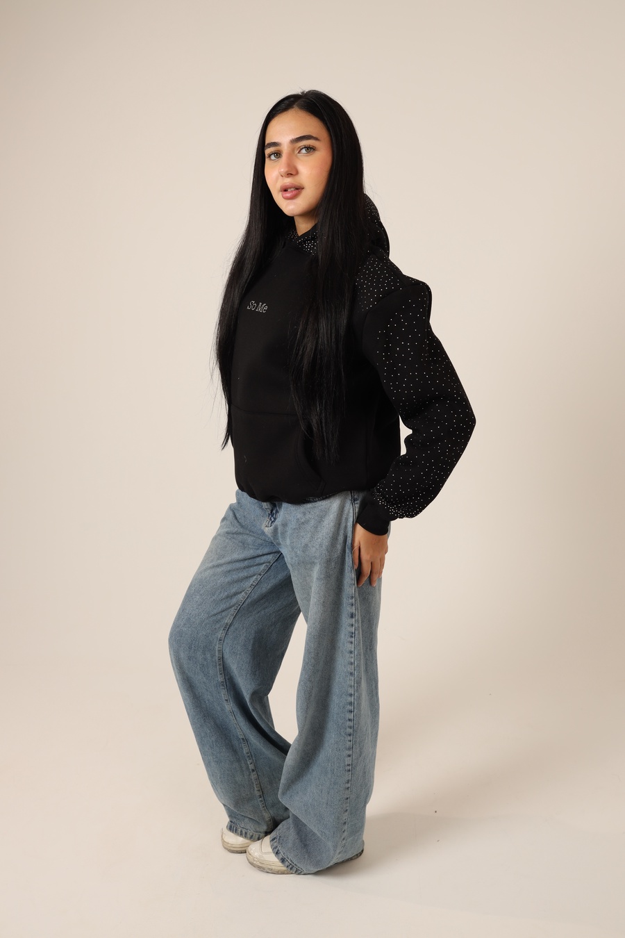 Black Rhinestone Hoodie