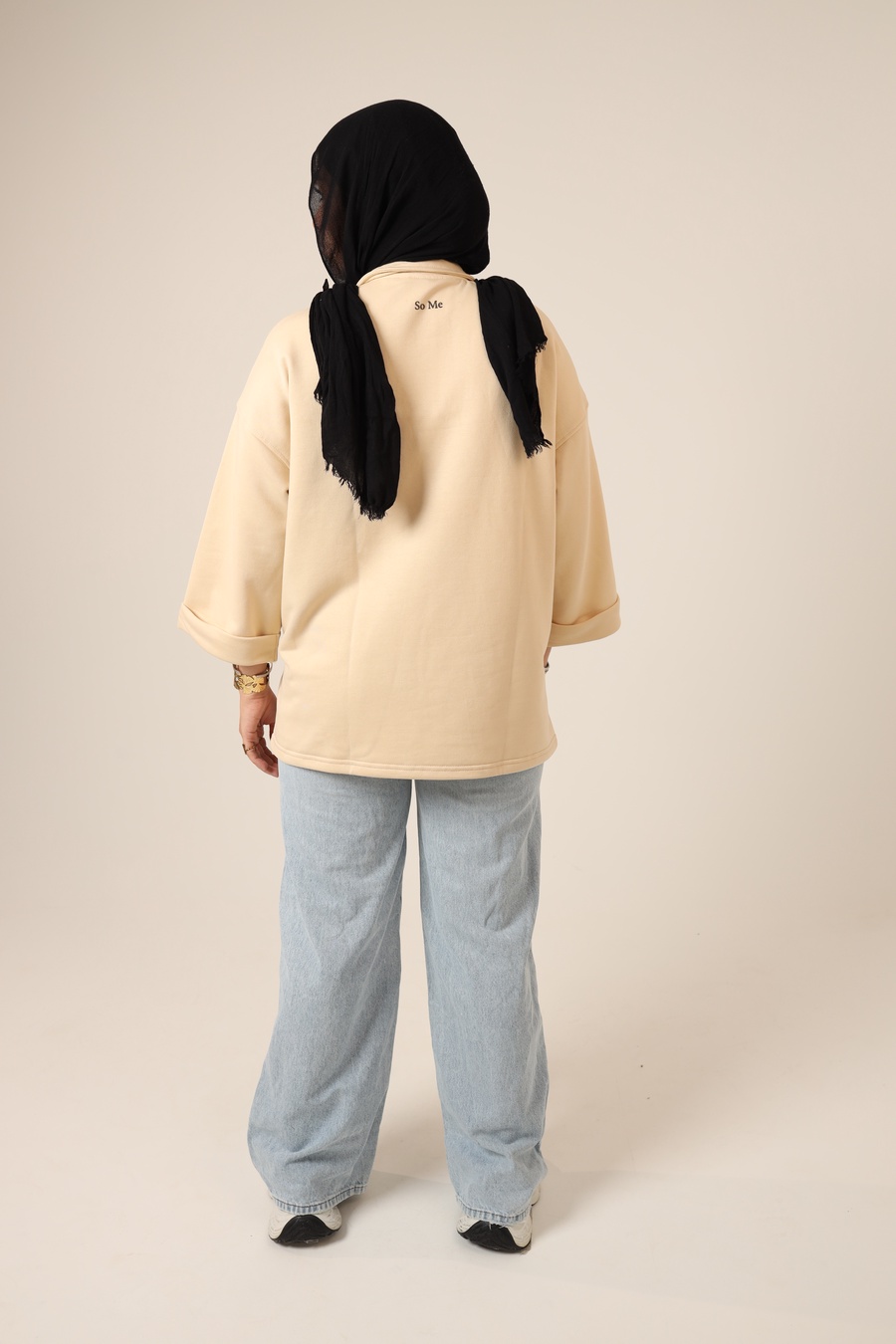  Beige Oversized Polo Sweatshirt