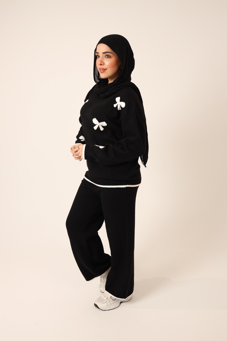 Black Bow Knit Set