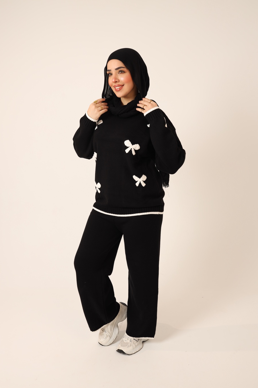 Black Bow Knit Set
